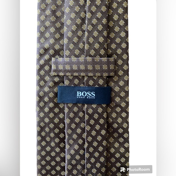 Boss Hugo Boss Silk Brown & Gold Tie - Made in Italy - Picture 3 of 7